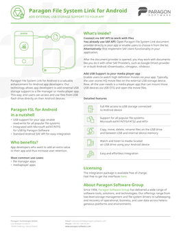 Paragon File System Link for Android ADD EXTERNAL USB STORAGE SUPPORT to YOUR APP