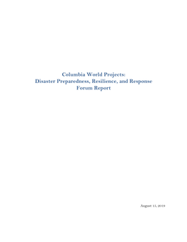Disaster Preparedness, Resilience, and Response Forum Report