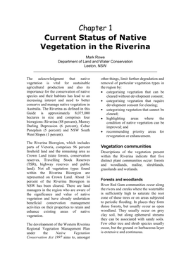 Chapter 1 Current Status of Native Vegetation in the Riverina