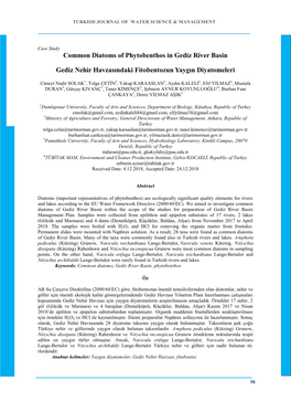 Common Diatoms of Phytobenthos in Gediz River Basin Gediz Nehir