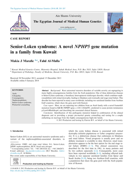 Senior-Loken Syndrome: a Novel NPHP5 Gene Mutation in a Family from Kuwait