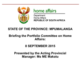 Mpumalanga Presentation