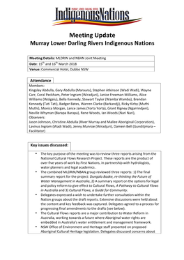 Meeting Update Murray Lower Darling Rivers Indigenous Nations