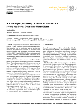 Statistical Postprocessing of Ensemble Forecasts for Severe Weather at Deutscher Wetterdienst