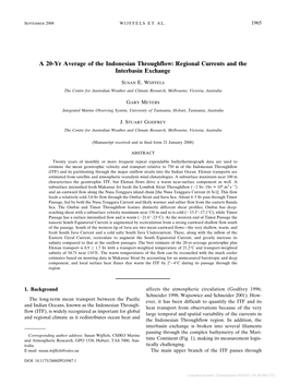 A 20-Yr Average of the Indonesian Throughflow: Regional Currents and the Interbasin Exchange