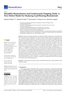 Mandible Biomechanics and Continuously Erupting Teeth: a New Defect Model for Studying Load-Bearing Biomaterials