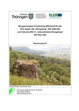 Managementplan (Fachbeitrag Offenland) Für Das FFH- Gebiet 166 „Ohmgebirge“ (DE 4528-302) Und Teile Des SPA 11 „Untereichsfeld–Ohmgebirge“ (DE 4527-420)