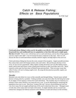 Catch and Release Fishing; Effects on Bass Populations