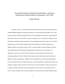 American Abolitionists and the Problem of Resistance, 1831-1861