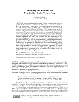 Descending Bass Schemata and Negative Emotion in Western Song