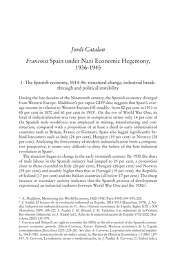 Jordi Catalan Francoist Spain Under Nazi Economic Hegemony, 1936–1945