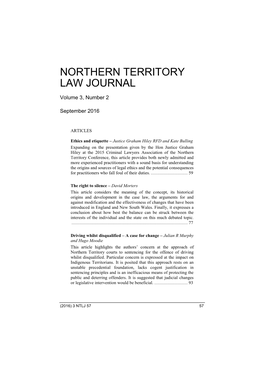 Northern Territory Law Journal