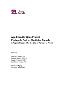 Portage La Prairie, Manitoba, Canada a Report Prepared for the City of Portage La Prairie