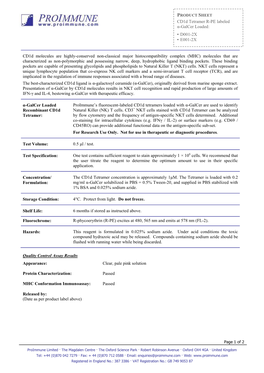 Cd1d Tetramer Α-Galcer Loaded (R-PE Labeled) Version 1.3