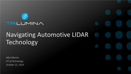 Navigating Automotive LIDAR Technology