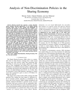 Analysis of Non-Discrimination Policies in the Sharing Economy