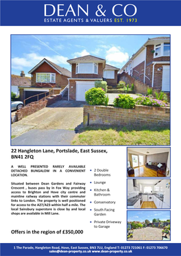 22 Hangleton Lane, Portslade, East Sussex, BN41 2FQ Offers in The