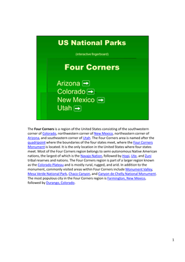 The Four Corners Is a Region of the United States Consisting of The