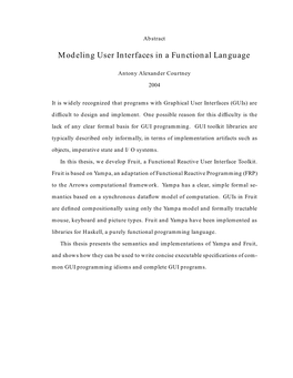 Modeling User Interfaces in a Functional Language