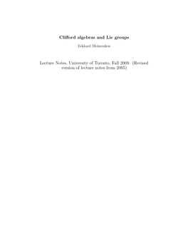 Clifford Algebras and Lie Groups