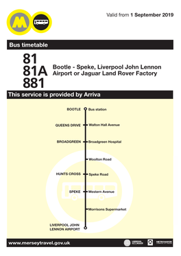 Bus Timetable This Service Is Provided by Arriva