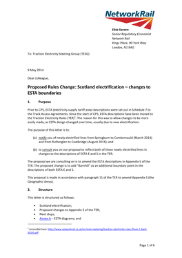 Scotland Electrification – Changes to ESTA Boundaries