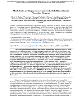 Metabolomics Profiling Reveals New Aspects of Dolichol Biosynthesis in Plasmodium Falciparum