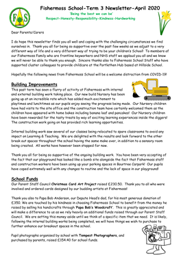 Fishermoss School-Term 3 Newsletter-April 2020 ‘Being the Best We Can Be’ Respect-Honesty-Responsibility-Kindness-Hardworking