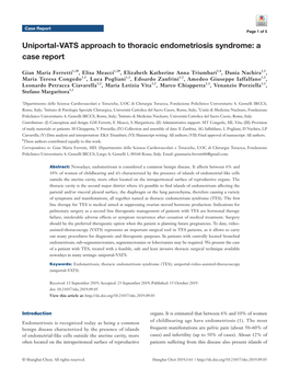 Uniportal-VATS Approach to Thoracic Endometriosis Syndrome: a Case Report