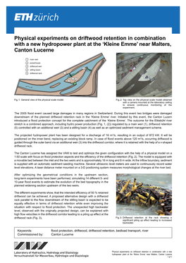 Physical Experiments on Driftwood Retention in Combination with a New Hydropower Plant at the ‘Kleine Emme’ Near Malters, Canton Lucerne