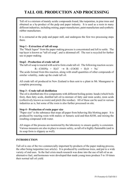 Tall Oil Production and Processing
