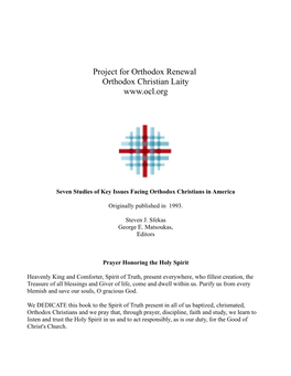 Project for Orthodox Renewal Orthodox Christian Laity