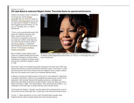 OU Jazz Band to Welcome Regina Carter, Thornetta Davis for Special Performance