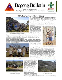 Bogong Bulletin Issue 60 Autumn 2008 the Alpine Rovers and Venturers Newsletter