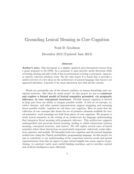 Grounding Lexical Meaning in Core Cognition