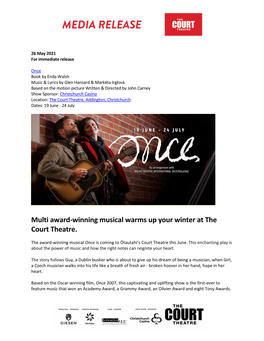 Multi Award-Winning Musical Once Warms up Your Winter at the Court