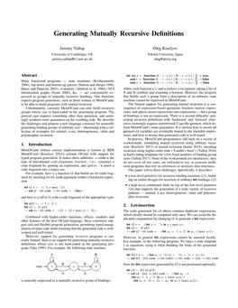 Generating Mutually Recursive Definitions