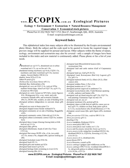 Keyword Index for Ecopix