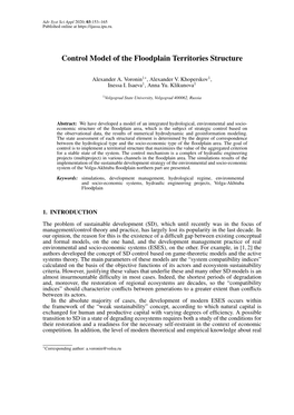 Control Model of the Floodplain Territories Structure