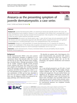 Anasarca As the Presenting Symptom of Juvenile Dermatomyositis: a Case Series Emily E