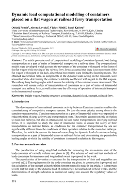 Dynamic Load Computational Modelling of Containers Placed on a Flat Wagon at Railroad Ferry Transportation