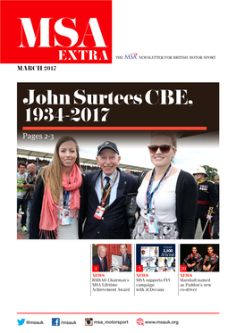 John Surtees CBE, 1934-2017 Pages 2-3