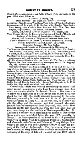 Bisl'o:IY OJ' GRIMSBY. 679 Council, Borough Magistrates, and Public Officers of the Borough, for Tha Ye&R 1855-6, Are As Follows :- MAYOR-C