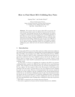 How to Find Short RC4 Colliding Key Pairs