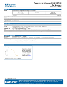 Recombinant Human PD-L1/B7-H1 Fc Chimera Catalog Number: 156-B7