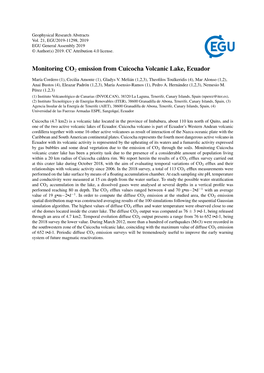 Monitoring CO2 Emission from Cuicocha Volcanic Lake, Ecuador