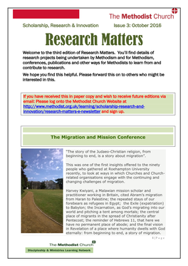 Research Matters Welcome to the Third Edition of Research Matters