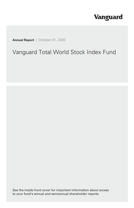 Vanguard Total World Stock Index Fund Annual Report October 31, 2020