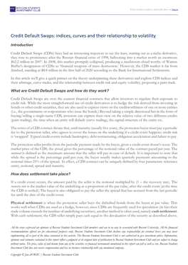 Credit Default Swaps: Indices, Curves and Their Relationship to Volatility