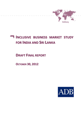 Inclusive Business Market Study for India and Sri Lanka